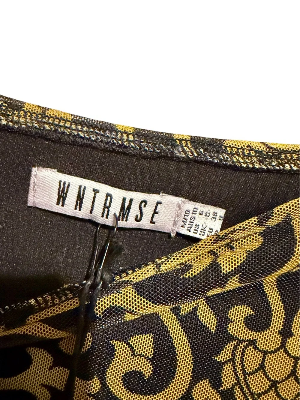 WNTRMSE Baroque Gold & Black One Sleeve Bodycon Maxi Dress - NWT